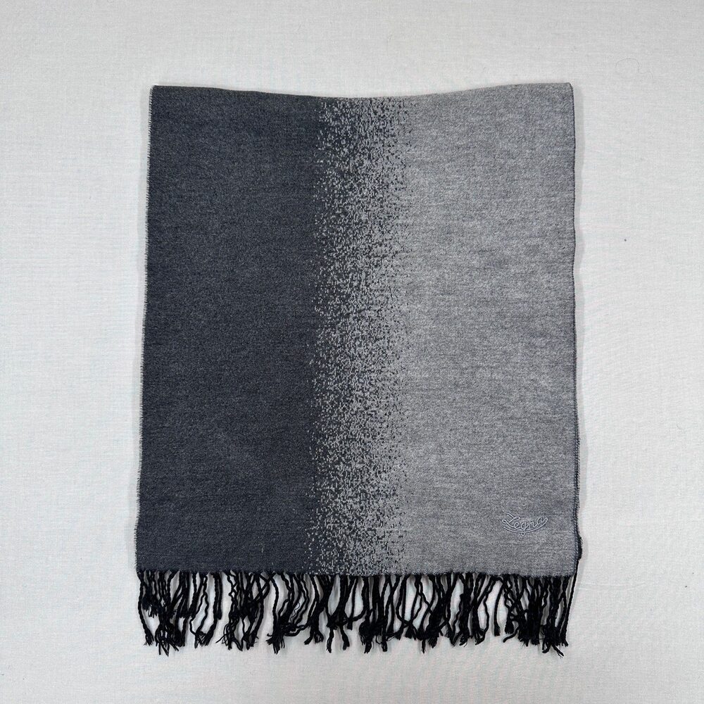 Quiet Luxury Ermenegildo Zegna 100% Silk Ombre Fringe Scarf Made in Italy